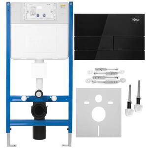 Podomietkový WC systém K011A-Q + tlačidlá T Black Glass