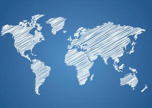 Tapeta šrafovaná mapa sveta na modrom pozadí