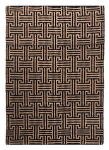 Čierny/v prírodnej farbe ručne tkaný koberec s prímesou juty 200x290 cm Meander Jute – Flair Rugs