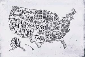Tapeta šedá mapa USA s jednotlivými štátmi