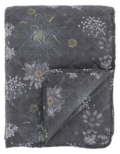 Tmavosivý prehoz s kvetinami Aix Vintage Quilt - 130*180 cm - Chic Antique