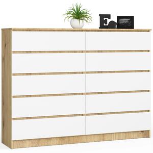 Ak furniture Komoda Kuba 160 cm 10 zásuviek dub artisan/biela