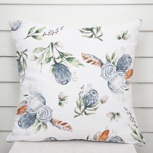 Biante Bavlnená obliečka na vankúš Sandra SA-707 Modré kvety Protea na bielom 30 x 50 cm