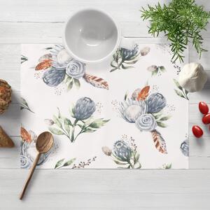Biante Bavlnené prestieranie na stôl Sandra SA-707 Modré kvety Protea na bielom 30x40 cm