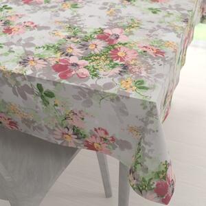 Biante Bavlnený obdĺžnikový obrus Sandra SA-704 Maľované ružovo-červené kvety na sivom 50x100 cm