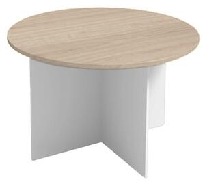 Rokovací stôl s guľatou doskou PRIMO WHITE, priemer 1200 mm, biela/dub prírodný