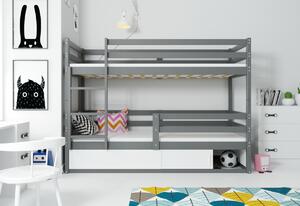 Detská poschodová posteľ RAFAL 4 + úložný priestor + matrac + rošt ZADARMO, 80x190 cm, biela/čierna