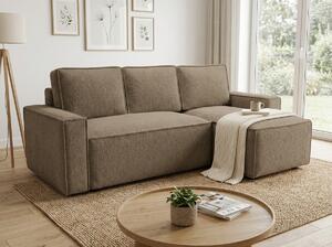 Rozkladacia obojstranná sedacia súprava do L SMART BOUCLE 232x143 cm, tmavobéžová