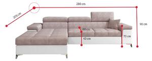 Rohová sedačka ORLANDO, 280x90x205, berlin 01/soft 11, ľavá