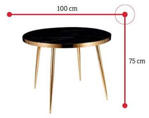 Jedálenský stôl KLEIN, 100x75x100, čierny mramor/zlatá