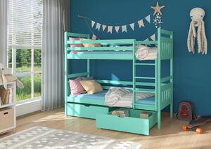 Detská poschodová posteľ PANDA + 2x matrac, 80x180, zelená