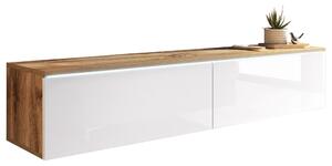 NÍZKA KOMODA, dub wotan, biela s vysokým leskom, 140/30/33 cm P & B - Online Only drobný nábytok, Online Only