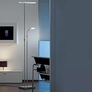 German LED stojacia lampa Texas / 2 lampy / 180 cm / 6 W / 16 W / oceľ / strieborná