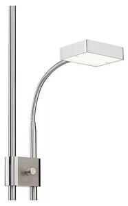 German LED stojacia lampa Texas / 2 lampy / 180 cm / 6 W / 16 W / oceľ / strieborná