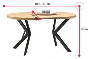Rozkladací jedálenský stôl PERON, 100-250x75x100, dub zlatý/čierna