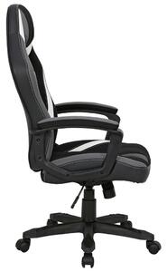 HERNÁ STOLIČKA, kožený vzhľad, mikrovlákno, sivá, čierna, biela Xora - Kancelárske stoličky