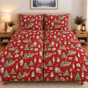 Obliečky bavlnené Vianočné obliečky Santa Claus TiaHome - 1x Vankúš 90x70cm, 1x Paplón 140x200cm