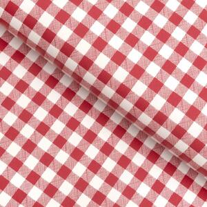 PVC obrus Červeno-biela kocka 12x12 mm PV-109 - metráž š. 140 cm
