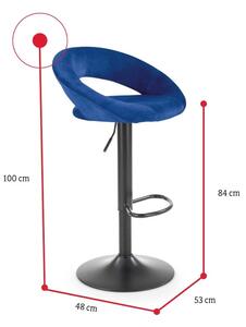 Barová stolička KAIMAN, 53x78-100x48, modrá