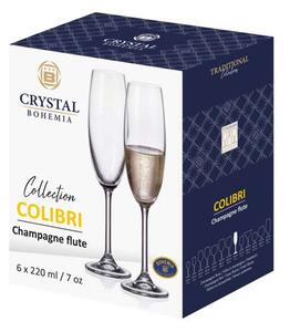 Crystal Bohemia poháre na sekt COLIBRI 220 ml 6 ks