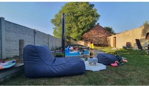 SakyPaky Podnožník outdoor sedací vak béžová