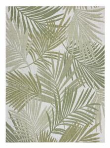 Koberec šnúrkový SIZAL SION lístie Palmy, tropický 2837 ploské tkanie biely / zelený