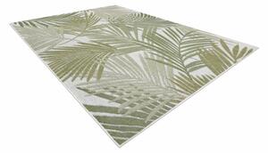 Koberec šnúrkový SIZAL SION lístie Palmy, tropický 2837 ploské tkanie biely / zelený