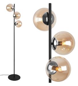 Stojacia lampa Paris, 3x medové sklenené tienidlo, B/CH