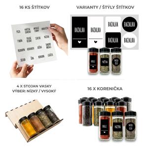 ORION Sada 16ks koreničiek BLACK 80ml + 4ks organizér na koreničky VASKY + sada 16ks štítkov