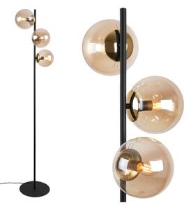 Stojacia lampa Paris, 3x medové sklenené tienidlo, B/G
