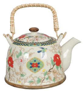 Porcelánová kanvička so sitkom kvety - Ø 14*14 cm / 0,7L - Clayre & Eef