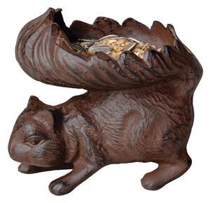 Kŕmidlo pre veveričky Squirrel, 13,5x15 cm, liatina, hnedá