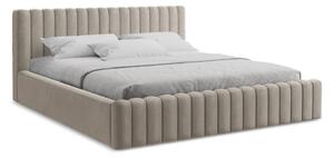 Taupe čalúnená dvojlôžková posteľ s úložným priestorom s roštom 180x200 cm Lemi – Makamii