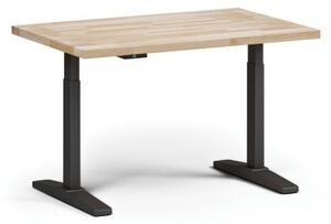 Výškovo nastaviteľný pracovný stôl ULIX do dielne, elektrický, 1200 x 800 x 690-1340 mm, čierna podnož
