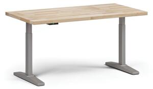 Výškovo nastaviteľný pracovný stôl ULIX do dielne, elektrický, 1500 x 800 x 690-1340 mm, sivá podnož