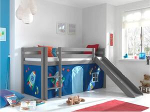 Sivá vyvýšená detská posteľ z borovicového dreva 90x200 cm PINO – Vipack