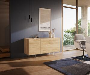 DELIFE Komoda Cuor 150 cm keramika Laminam® sabbia dubová 3 dvierka podstava závesná akrylové sklo