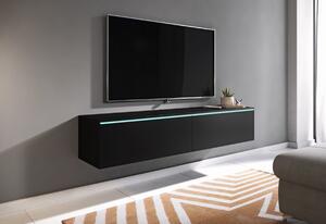 TV stolík MENDES D 180, 180x30x32, čierny grafit + LED