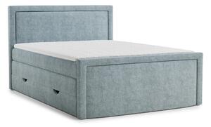 Svetlomodrá boxspring posteľ s úložným priestorom 200x200 cm Fresco – Maison de Rêve