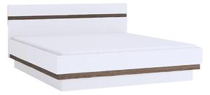 Manželská posteľ s roštom Lynatet 94 160 - dub sonoma truflový / biely lesk