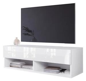 TV stolík MENDES A 100, 100x30x32, biela/biela lesk, s LED osvetlením