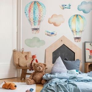 Detská nálepka na stenu Chlapčenský svet - balóny a lietadlá