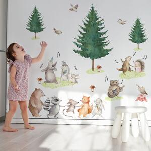 Detská nálepka na stenu Forest team - hudba a tanec zvieratiek