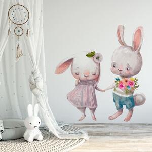 Detská nálepka na stenu Zamilované zajačiky Rozmery: 100 x 92 cm