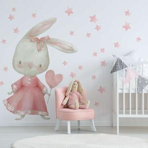 Detská nálepka na stenu Zajačik s hviezdami