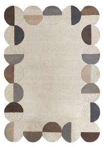 Sivobéžový ručne tkaný vlnený koberec 200x290 cm Mia Scallop Frame – Flair Rugs