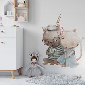Detská nálepka na stenu Zamilované mačičky Rozmery: 100 x 78 cm