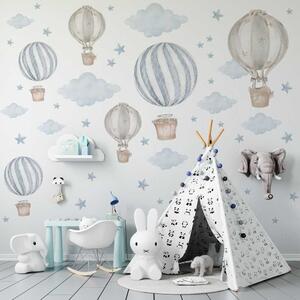 Detská nálepka na stenu Pastelovo modré balóny