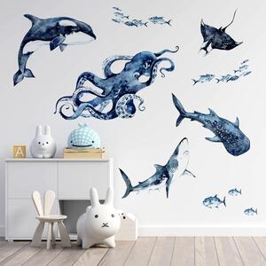 Detská nálepka na stenu Ocean - kosatka, žralok, chobotnica, raja