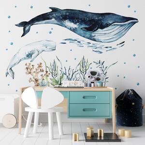 Detská nálepka na stenu Oceán - veľryba a bieluha
